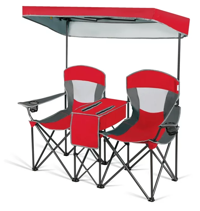 2-person Camping Chairs Double Sunshade Chairs w Canop