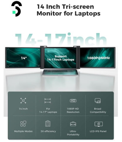 14 Inch Triple Portable Monitor Laptop Screen