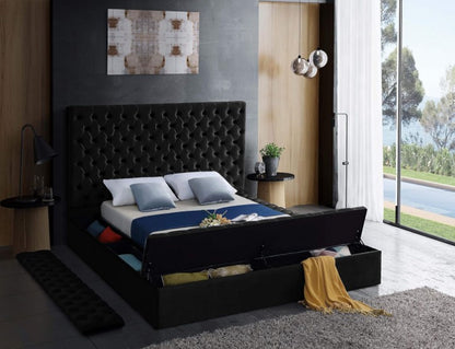 Velvet Upholstered Bed with Deep Button