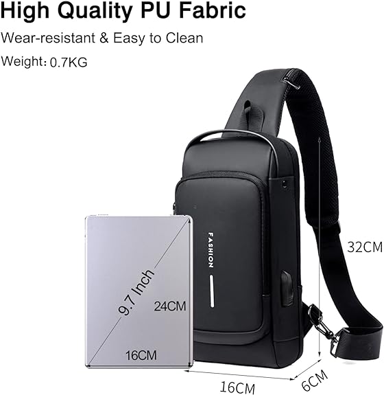 Business Shoulder Bag with USB Charging Port