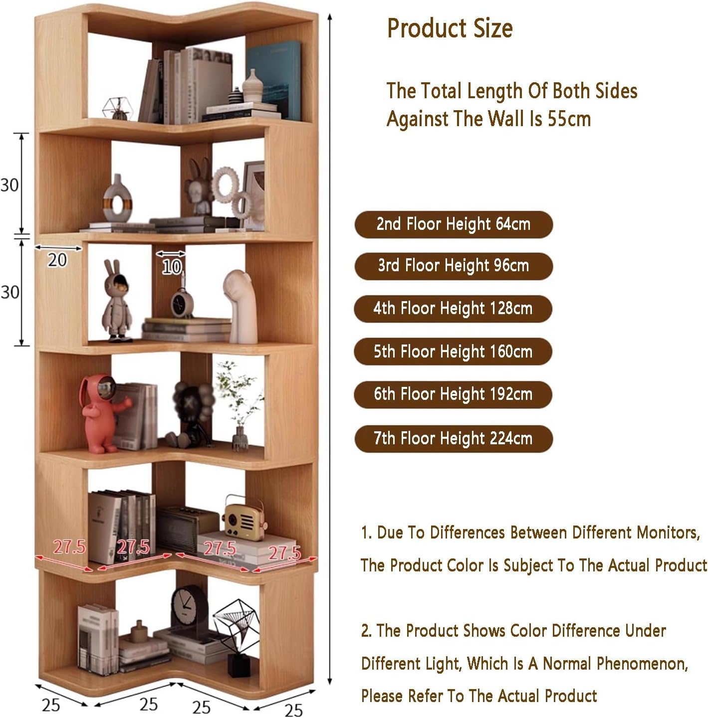 2-7 Tiers Corner Bookshelf