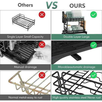 2-Tier Stainless Steel Dish Drying Rack