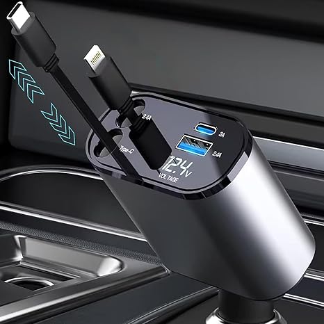 4 in 1 Retractable Car Phone Charger